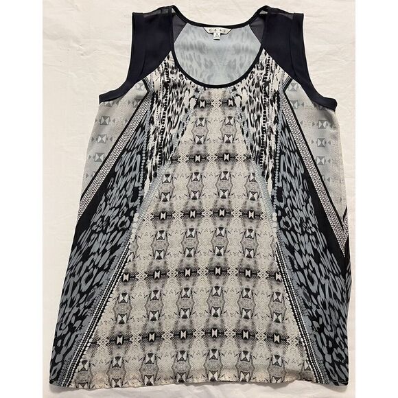 CAbi Tops - Cabi 253 Mixed Print Blue Sleeveless Tunic Tank Top S Lightweight